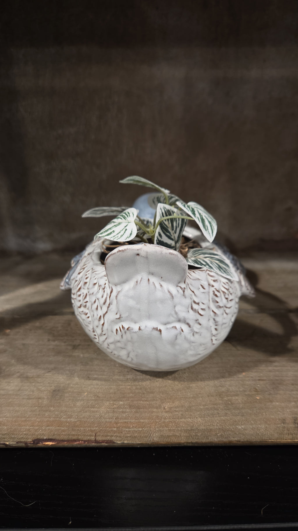 Blue Bird, Planter, Faux Plant, Chubby, Birb, In Flight, Black Beak, Kitsch