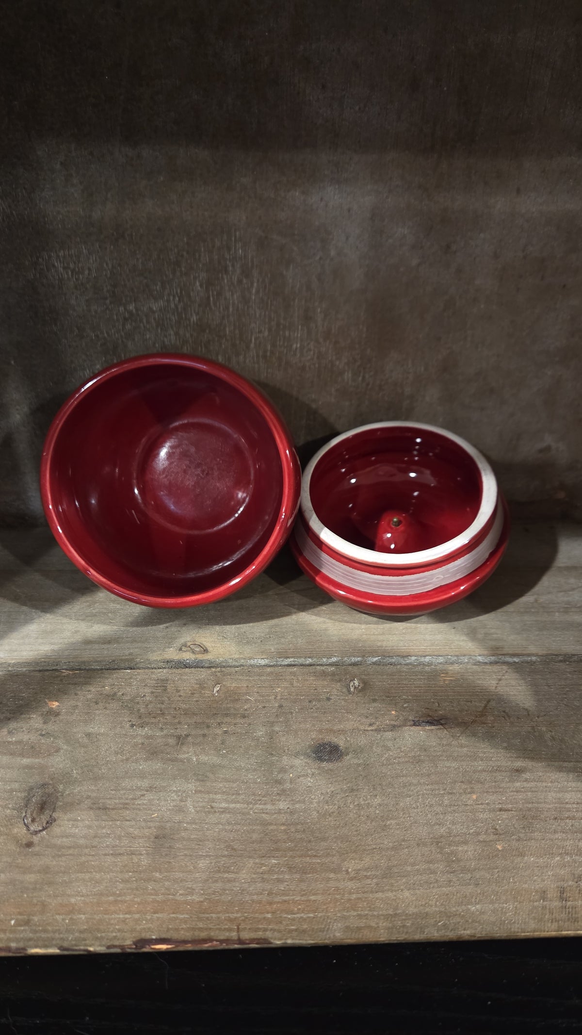 Red Apple, Jar, Candle Holder, Metal Stem, Leaf, Country, Cottagecore, Kitsch