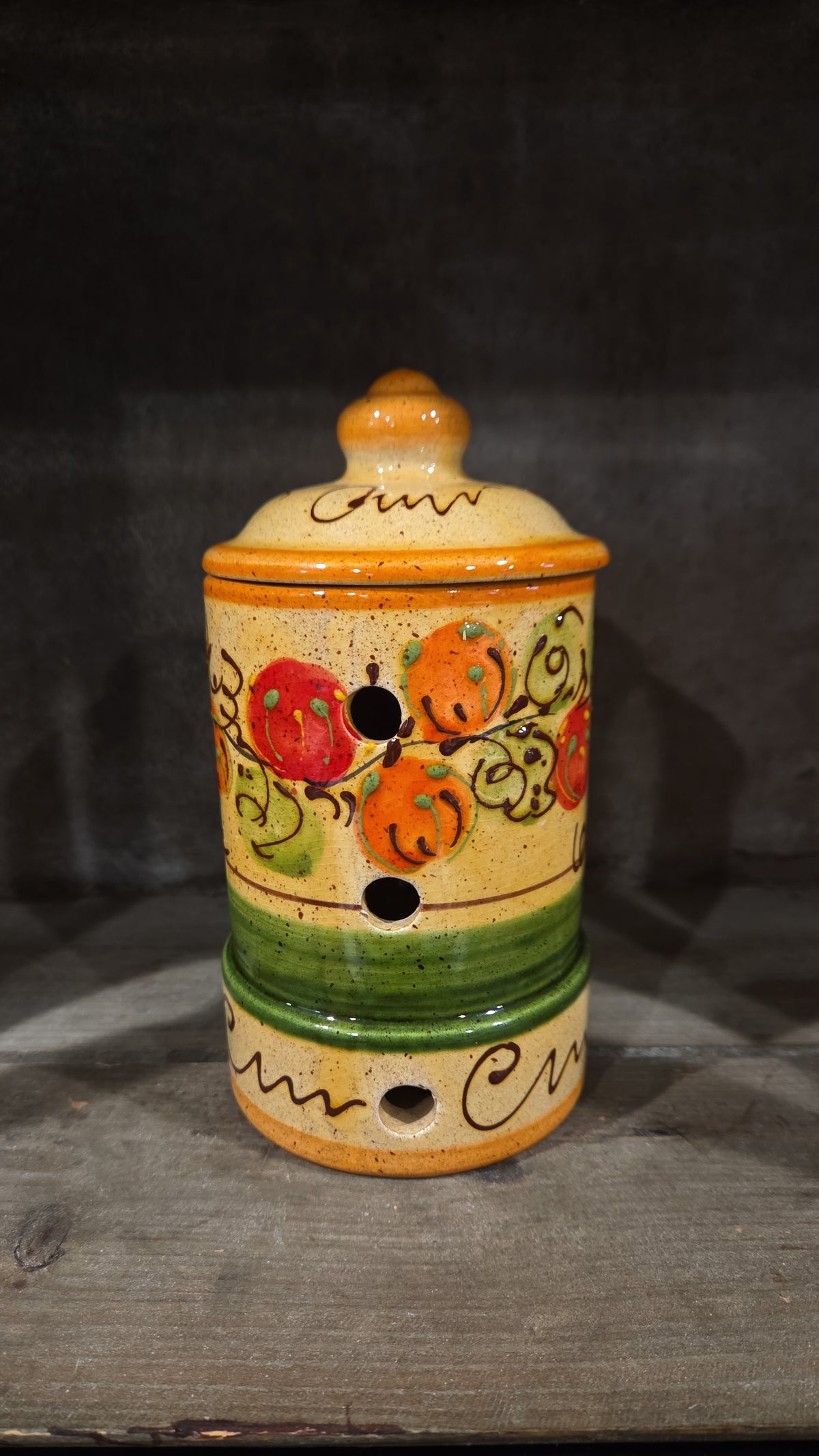 Fresh Tomatoes Garlic Keeper, CeramicaDeEspanaUSA, Yellow, Orange, Red, Green, Made In Spain