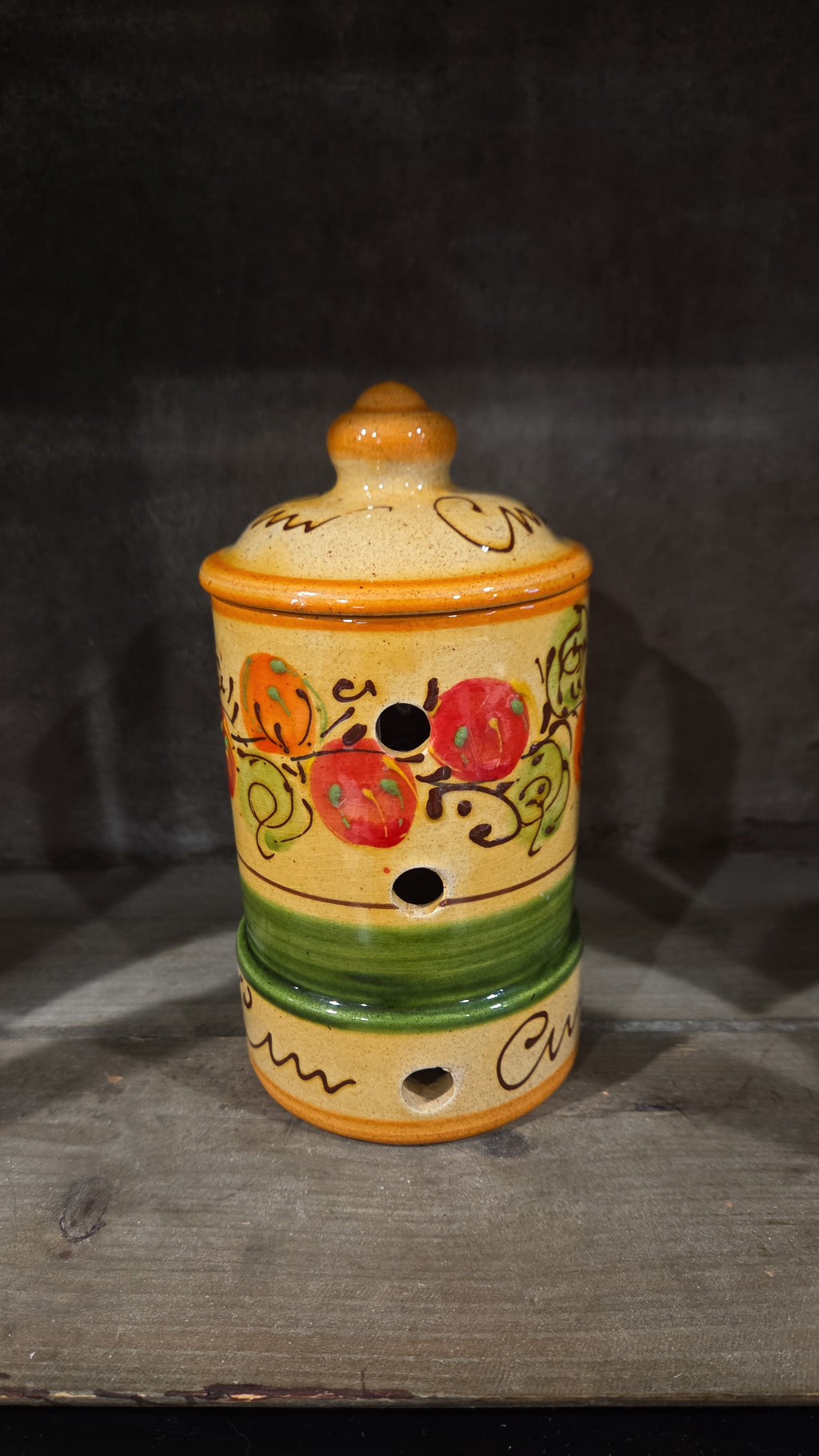 Fresh Tomatoes Garlic Keeper, CeramicaDeEspanaUSA, Yellow, Orange, Red, Green, Made In Spain