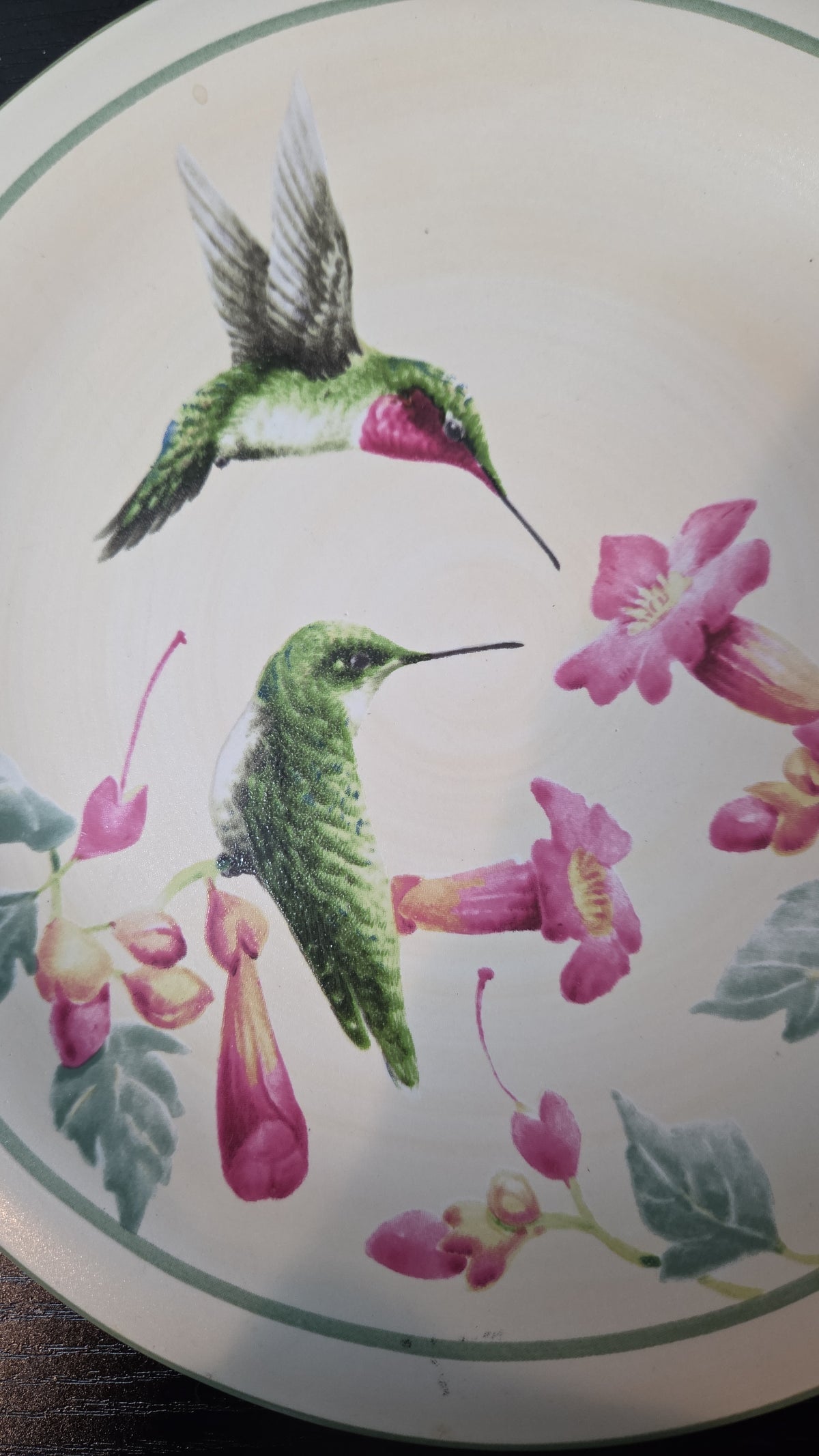 Lenox, Hummingbird Plate, Summer Greetings, Pink, Green, Floral, Birb, Spring, Country, Cottagecore