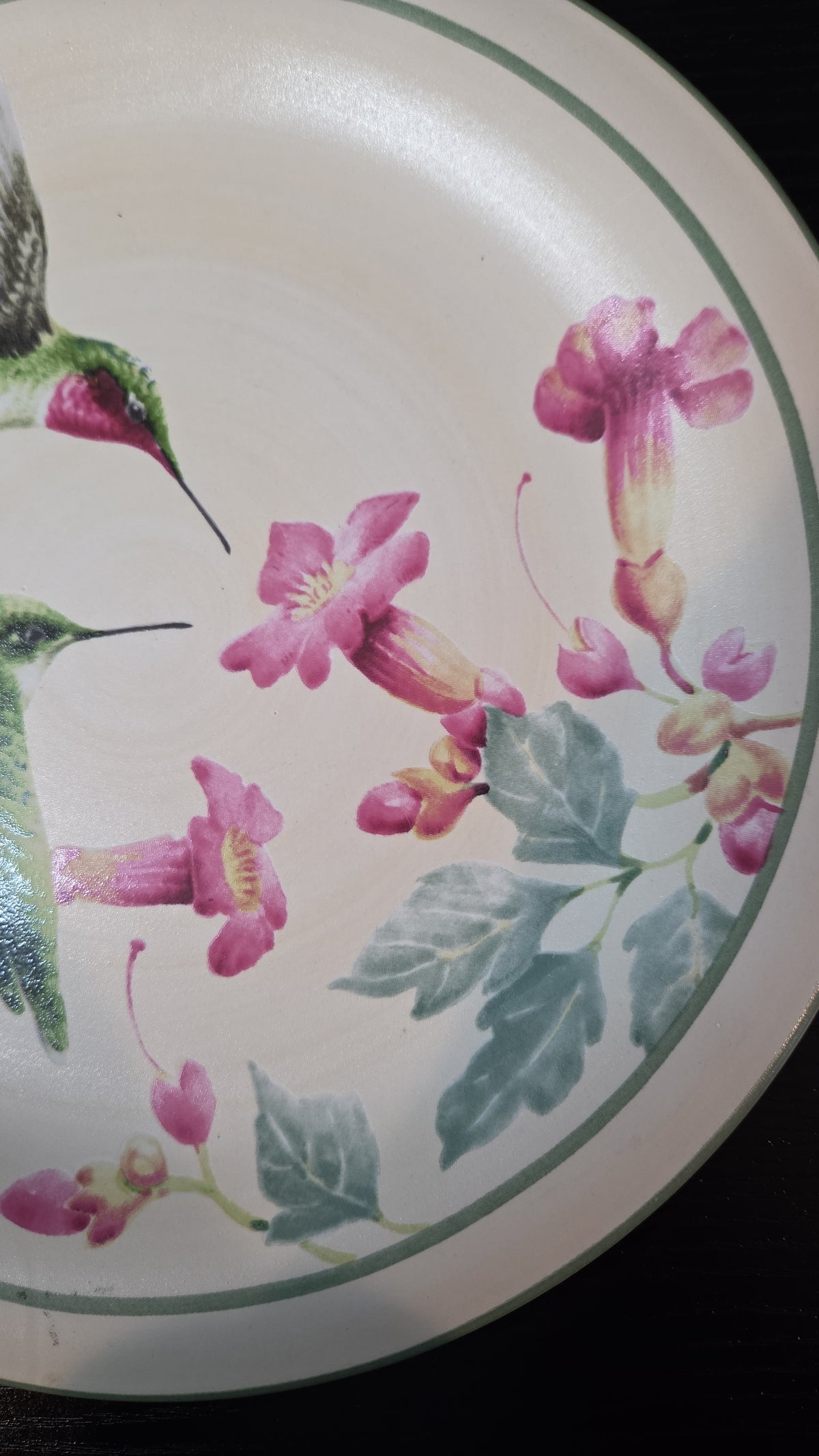 Lenox, Hummingbird Plate, Summer Greetings, Pink, Green, Floral, Birb, Spring, Country, Cottagecore