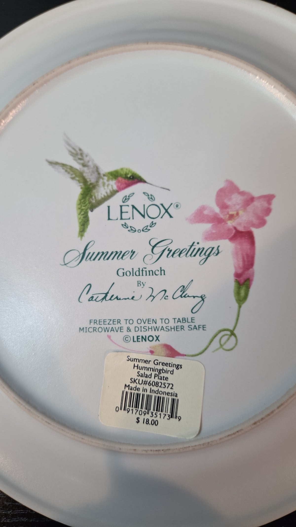 Lenox, Hummingbird Plate, Summer Greetings, Pink, Green, Floral, Birb, Spring, Country, Cottagecore