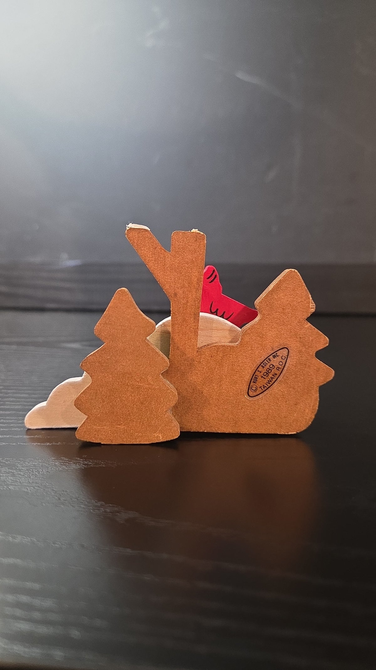 Winter Cardinal, Figurine, Kurt S Adler, Made in Taiwan, Carved Wood, Snow, Pine Trees, Bird, Red, White, Green, Christmas, Holiday, 1980s, Display, Kitsch