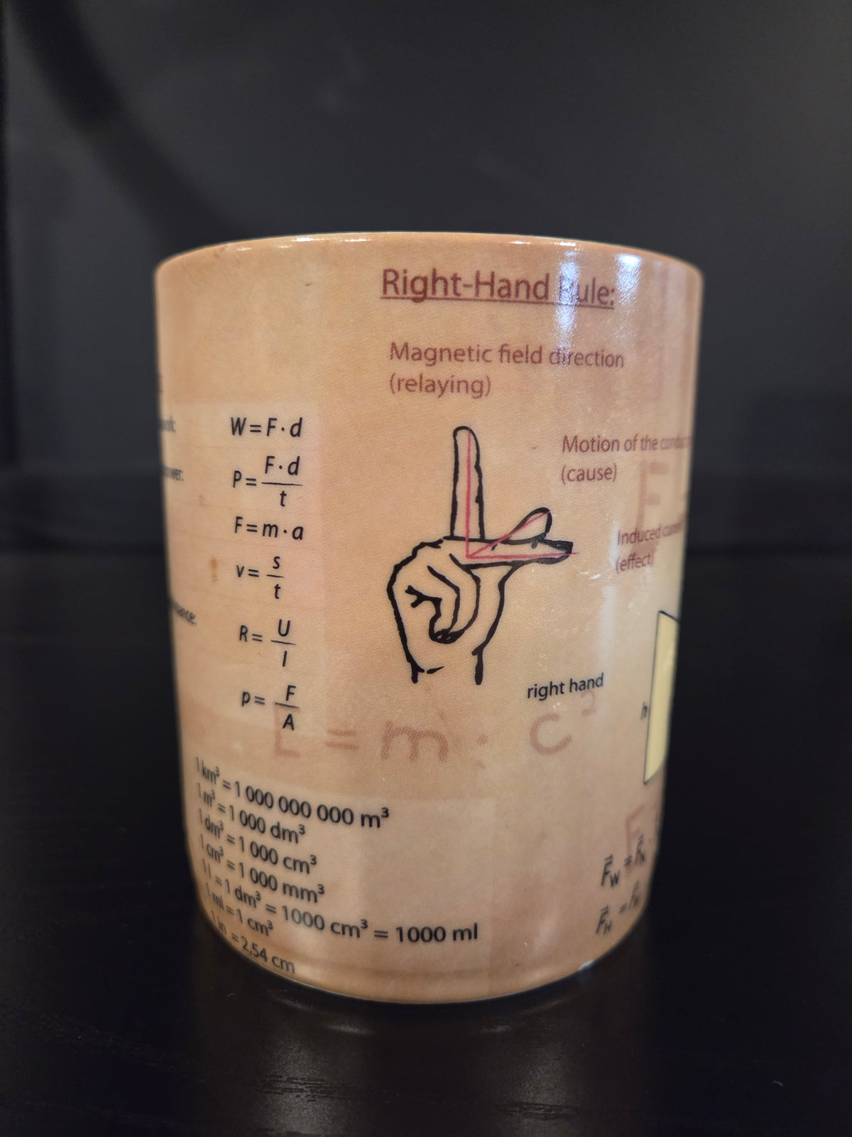 Physics Mug, Konitz, Made in Germany, Eco-Friendly, Calculations, Proofs, Planes, Right Hand Rule, Reflection of Light, Small Chip, Kitsch